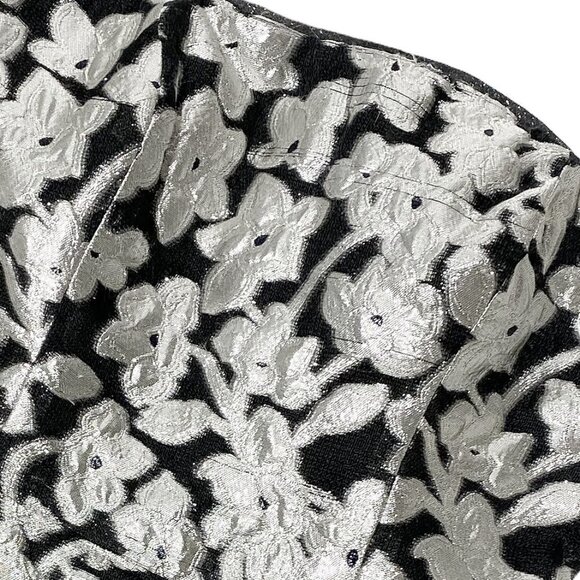 Oscar De La Renta Metallic Floral Sleveless Cocktail Mini Dress - Picture 9 of 10